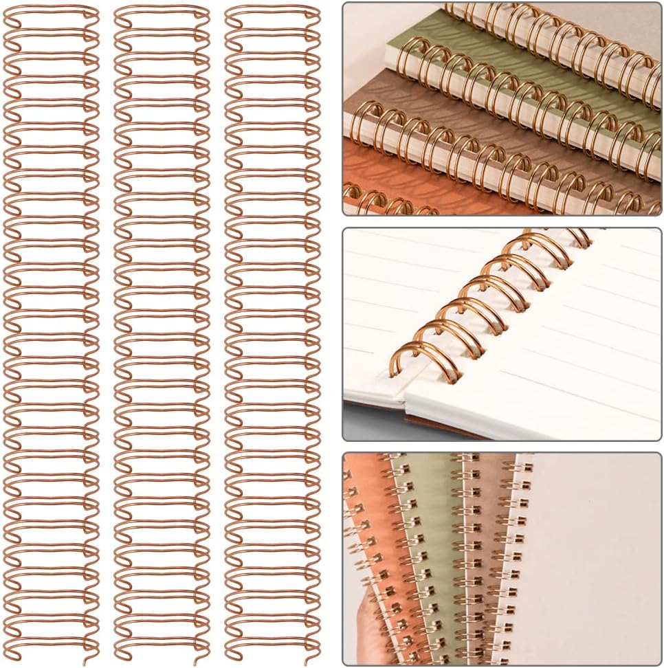 Vmiapxo 24 Pcs 1" Diameter 23 Holes Metal Double Loop Binding Wires, Large Binding Combs Spines Book Cinch Binding Machine Wire for School Office Notebook Maker (Rose Gold) - Image 4